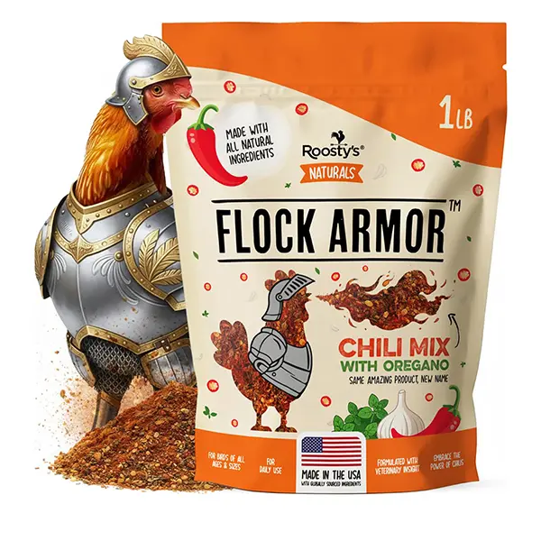 Flock Armor Chicken De-Wormer Powder, All-Natural Chili Blend Formula, US-Made Poultry Wormer, XL 1 lb (16 oz) Pouch