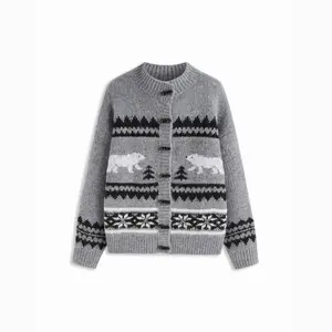 Cider Knit Snowflake Graphic Toggle Button Oversized Cardigan