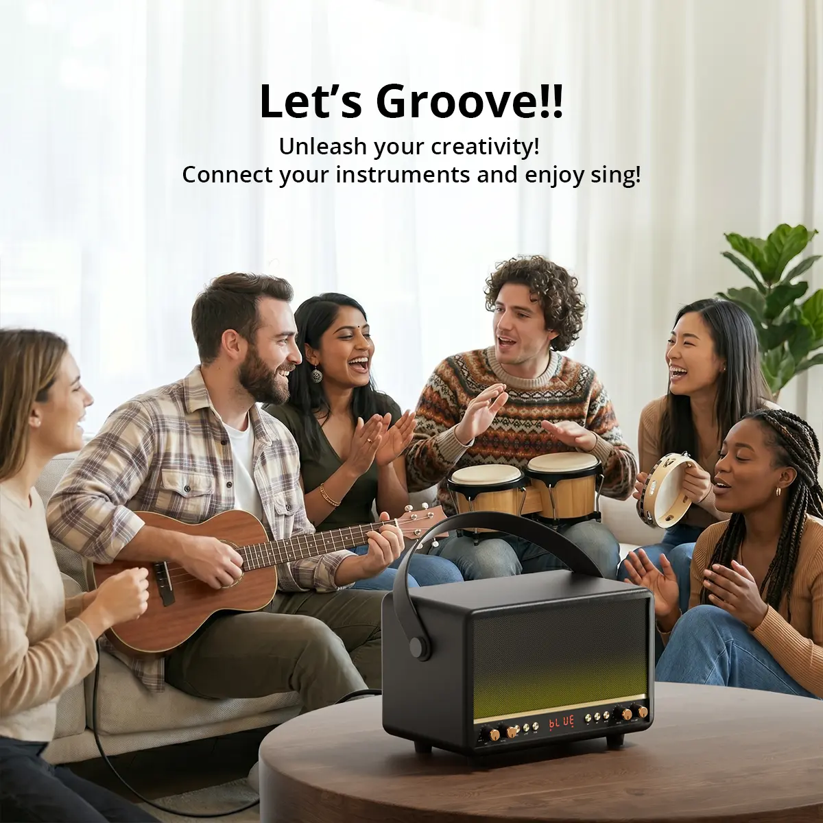 Bluetooth Home Speaker - Loud Stereo Sound with Bass and Treble Controls | Plug-in Powered | type-c Input