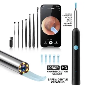 Ear Wax Removal Tool with Camera - Portable Type-C Rechargeable Earpick, Waterproof Endoscope with HD Camera, 360° Wide Angle, Compatible with iPhone & Android, Christmas Gifts, TikTokShopHolidayHaul Wireless WiFi Kit earwax visual  removal tool cleaners