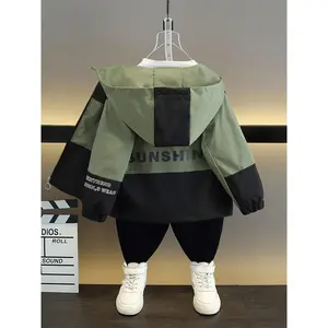 Spring/Autumn New Style Stylish and Fashionable Workwear Jacket for Middle and Older Kids, English Design-Inspired Outerwear, Trendy, Chic, Simple, and Versatile Jacket, Unisex