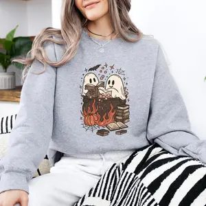 Ghost Reading Short Sleeve T-SHIRT / Sweatshirt , Bookish , Ghosts with Books, Teacher & Librarian Gift, Cozy Fall Unisex Womenswear
