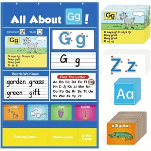 New Alphabet Learning Pocket Chart, Letter Study Sleeve Table Diagram, Educational Toy for Kids, Easy-To-Use Design