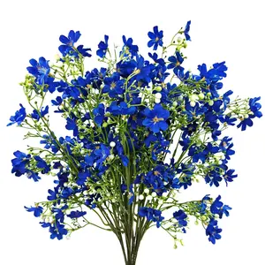 10pcs Light Blue Silk Flowers with Long Stems, Decorative Artificial Baby's Breath Bouquet, Fake Flowers Bouquet for Weddings & Parties, Outdoor/indoor Décor, Realistic Faux Flowers