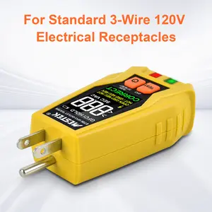 Mestek ST06  Digital Socket Tester US Plug Polarity Phase Pheck Detector 3 Wire 120V Electrical Outlets Voltage Tester Multi-function Electroscope