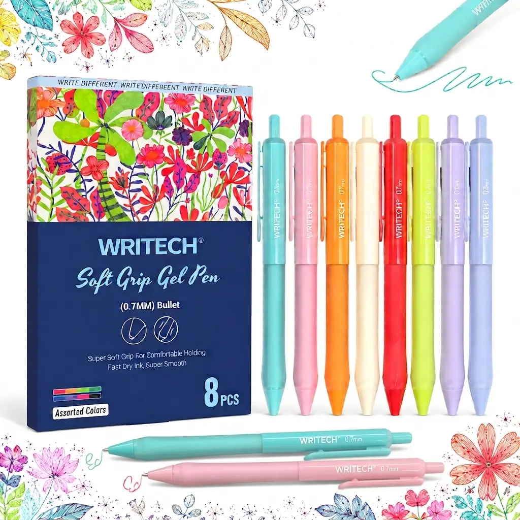 Gel Pens Fine Point 0.5mm, 8ct Vintage Ink Retractable Pens, Smooth Writing Colored Pens for Journaling, Planner, Notes, Coloring, No Smear Quick Dry Ink