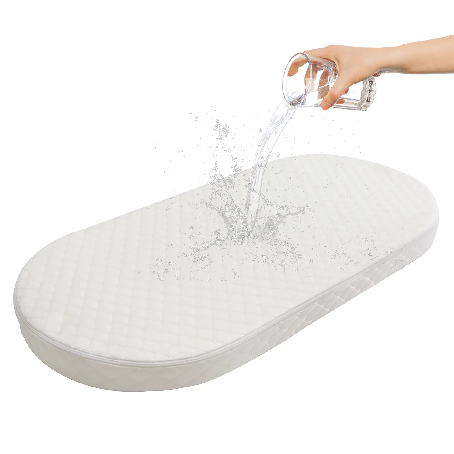 WONDER LIVING Baby Bassinet Mattress, Breathable, Hypoallergenic, Premium Foam, Non-Toxic, Oval/Rectangle Shaped with Removal Waterproof Cover