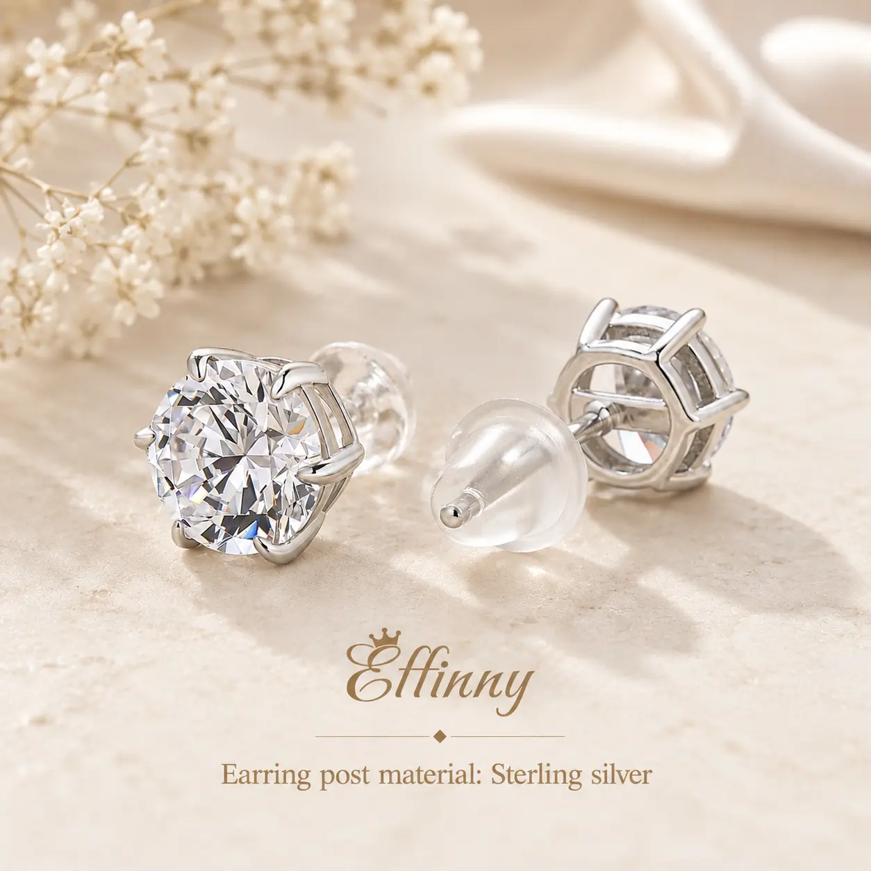 Effinny Blind Box 0.8ct*2pcs Round Cut Women's Mystery Stud Earrings, 5A CZ Random Earring for Anniversary, Wedding, Proposal