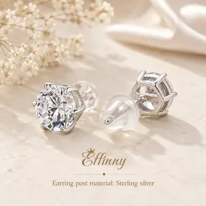 Effinny Blind Box 0.8ct*2pcs Round Cut Women's Mystery Stud Earrings, 5A CZ Random Earring for Anniversary, Wedding, Proposal