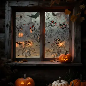 Halloween Bat Pattern Removable Window Sticker, Privacy Film, Static Cling Glass Decal, UV Protection, Home Decor, 44.5x200cm