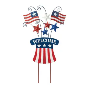 Glitzhome USA Patriotic Party Yard Stake or Wall Hanging