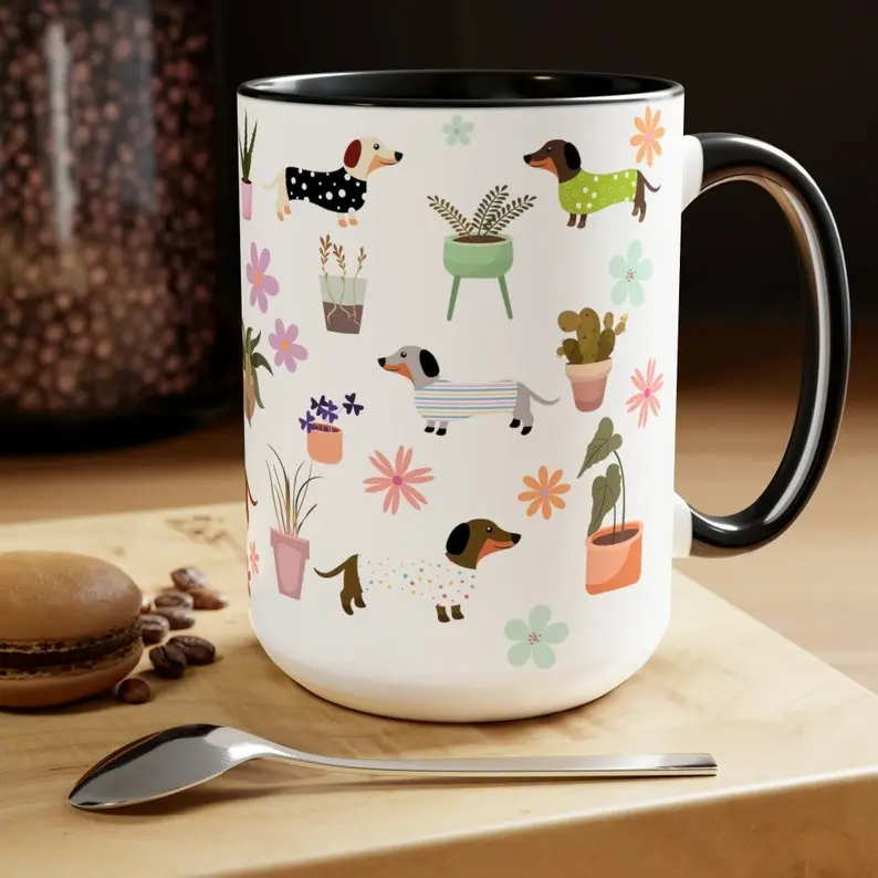 [Sale off up to 65%] Dachshund 11oz Accent Coffee Mug, gift for Doxie lover, Cute Dachshund Mug, Dachshund lover gift, Unique Gift for dog trainer, Weiner Dog Coffee Cup
