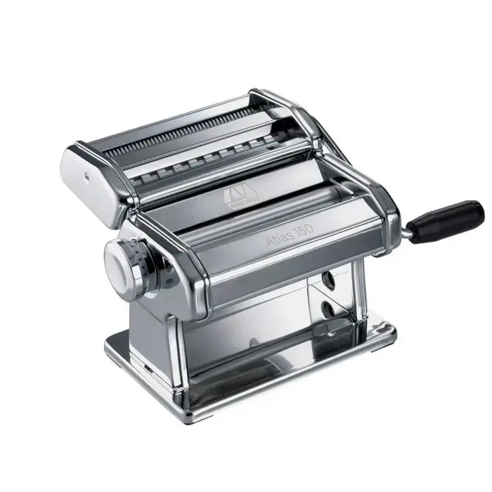 Marcato Atlas 150 Italian Design Line Kitchen Pasta Machine - 100% Made & Assembled in Italy, Stainless Steel & Anodized Aluminum Build, Chrome/Copper Accents, Simplicity of Operation, Multiple Shapes, Durable, Contact Safe, for Italian Design Enthusiasts