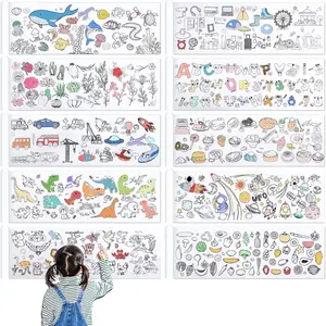 10 count  Drawing Roll, 12x39 inches Coloring Paper Roll, DIY Painting Color Filling Paper for