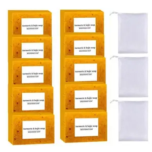 Comfortable Lemon Turmeric Skincare Cleansing Gift Set, 10 Pieces Brightening Face and Body Wash, Moisturizing Care Oil, Daily Skincare Kit, Beauty Bar Soap