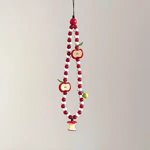 Cute Apple Design Phone Chain, Creative Mobile Phone Lanyard, Fashion Phone Charm for Women & Girls, Mobile Phone Decoration Accessories, Cell Phone Charm