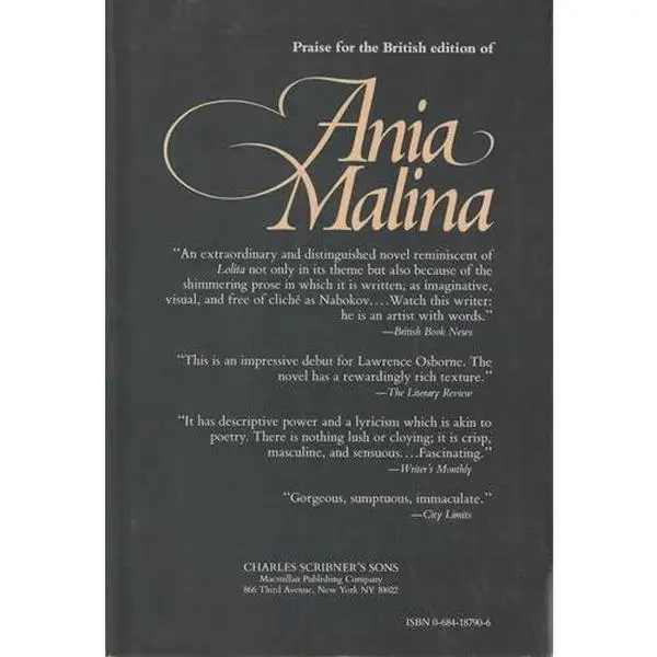 USED Book - Ania Malina: A Novel by Lawrence Osborne (Hardcover) - english