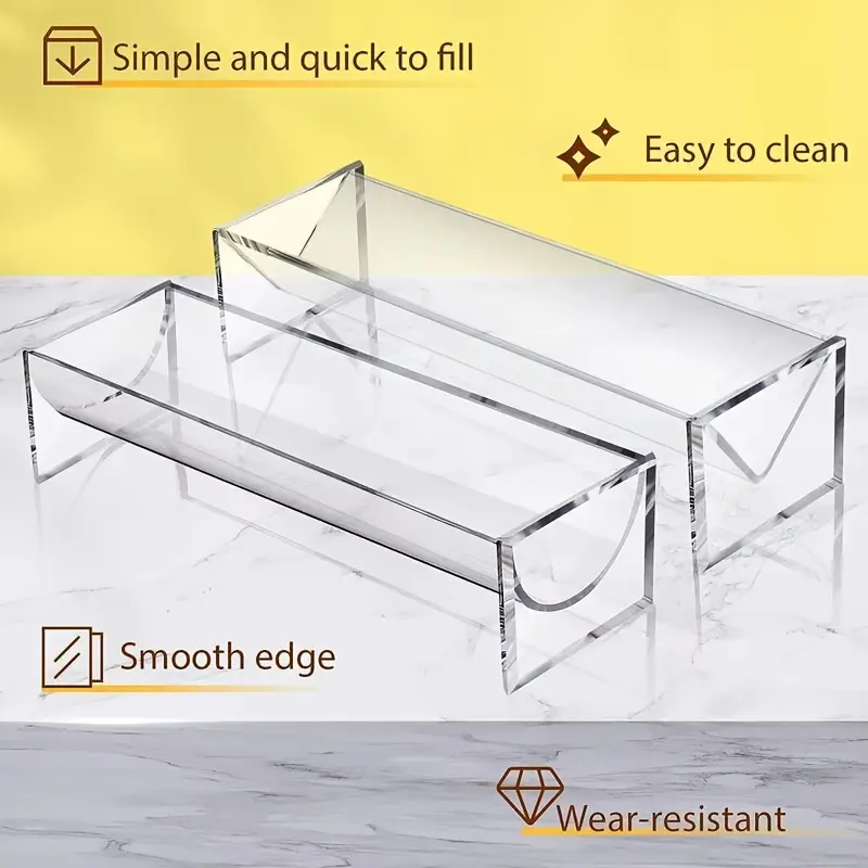 2pcs Clear Cracker Tray for Serving, Rectangular Cracker Holder for Serving Trays, Acrylic Food Display Cracker Serving Stand for Home, Party & Charcuterie Board Platter