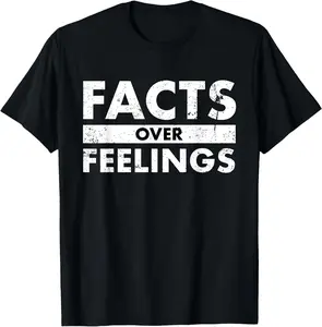 Men's Pure Cotton Round Neck Short Sleeves Natural Casual Graphic T-Shirt - Facts Over Feelings Right Conservative Republican Political Top, Gift for Men