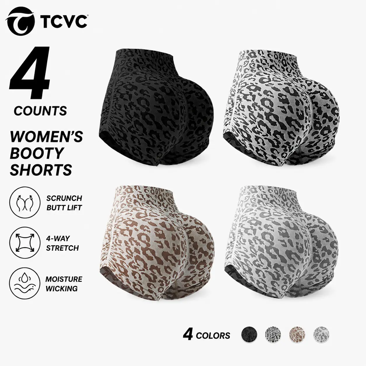 TCVC Sporty Women's Leopard Print High Waist Gym Shorts, Breathable Comfy Stretch Short Leggings for Yoga, Workout, Running, Casual Sportswear for Spring Summer Womenswear