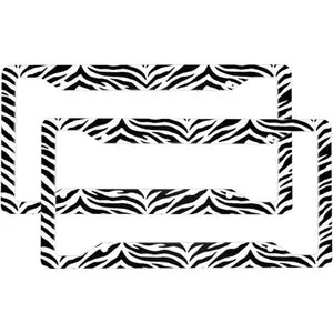 2 Sets Zebra Print Premium License Plate Holder License Plate Frame - Car Truck SUV Front and Rear Bracket for Enhanced Night Vision 4 Holes