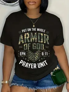 100% Cotton Vintage Camo Armor Of God Christians Religious Camouflage T-Shirt