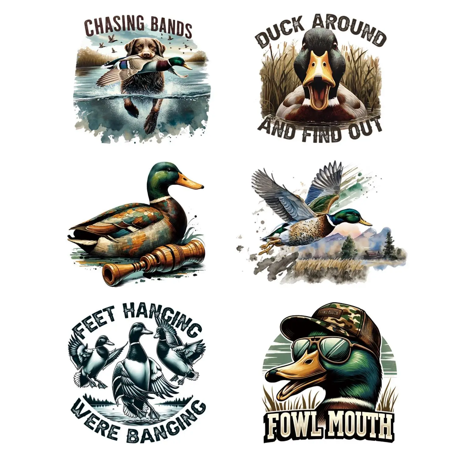 Duck & Letter Pattern Heat Transfer Sticker, 6 Counts/set Transfer Sticker, DIY Heat Transfer Decal for Clothes, T-shirts, Jackets, Jeans, Hats, Glove
