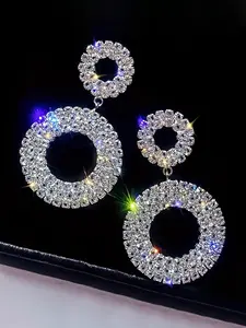 Rhinestone Decorated Dangle Earrings, Elegant Jewelry for Party, Daily Clothing Decor, Trendy All-match & Exquisite Jewelry for Birthday Gift, High Quality Earrings, Fashionable Earrings