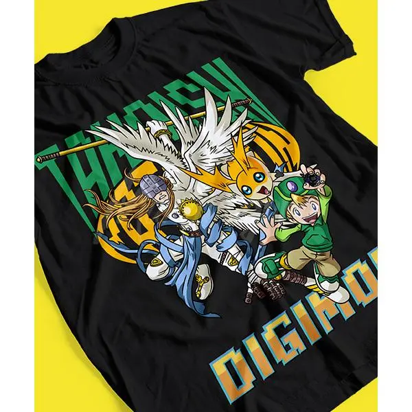 Digimon T-Shirt Featuring Takashi and Patamon Transforming into Angemon