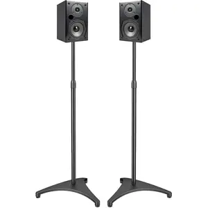 PERLESMITH Adjustable Speaker Stands - Extends from 20" to 44" - Supports Satellite and Small Bookshelf Speakers up to 9 lbs, Floor Stands Compatible with Sony, Bose, Polk, JBL, Yamaha, and More - 1 Pair.