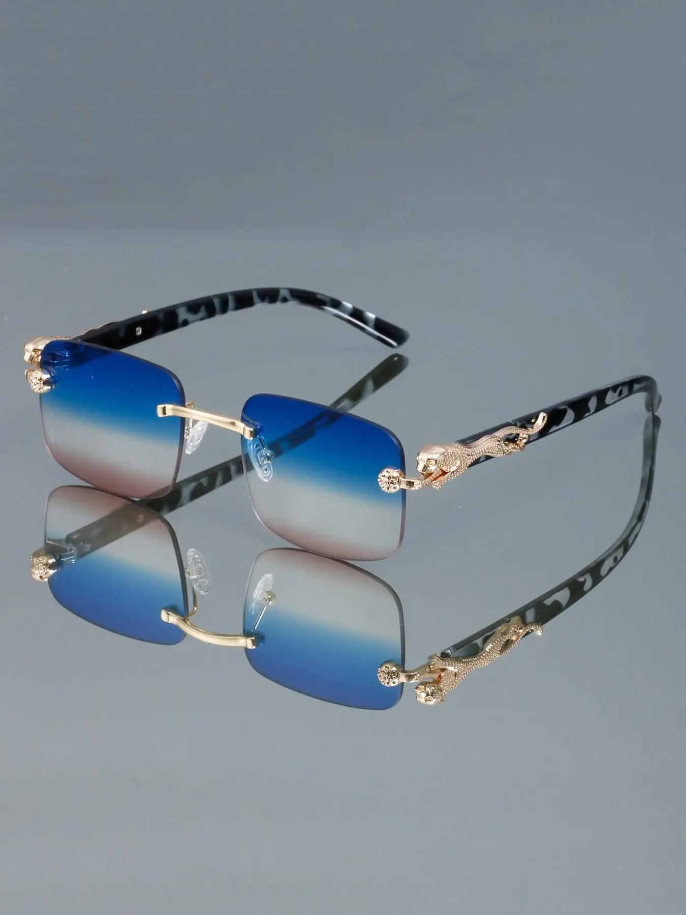 Retro Sunglasses Rectangular Rimless Glasses for Both Men And Women, Stylish Sunglasses, Trendy Rectangle Sunglasses, Fashion Glasses, Perfect for Everyday Casual Wear And Decoration