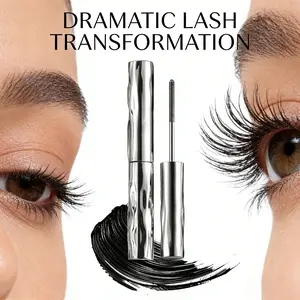 Waterproof Quick Drying Curling Voluminous Lengthening Mascara, Iron Wand Mascaras Metal Mascara Wand No Flaking,Upgrade 3D Curling Metal Wands Mascaras Black,  No Clumping Enhancing Mascara (A-1Pcs)
