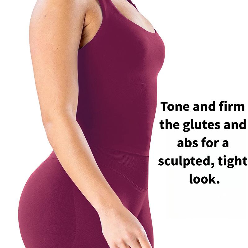 Seamless Halter Neck Yoga Set  Open Back Anti-Exposure Sports Bra, Body Shaping Workout Crop Top For Women