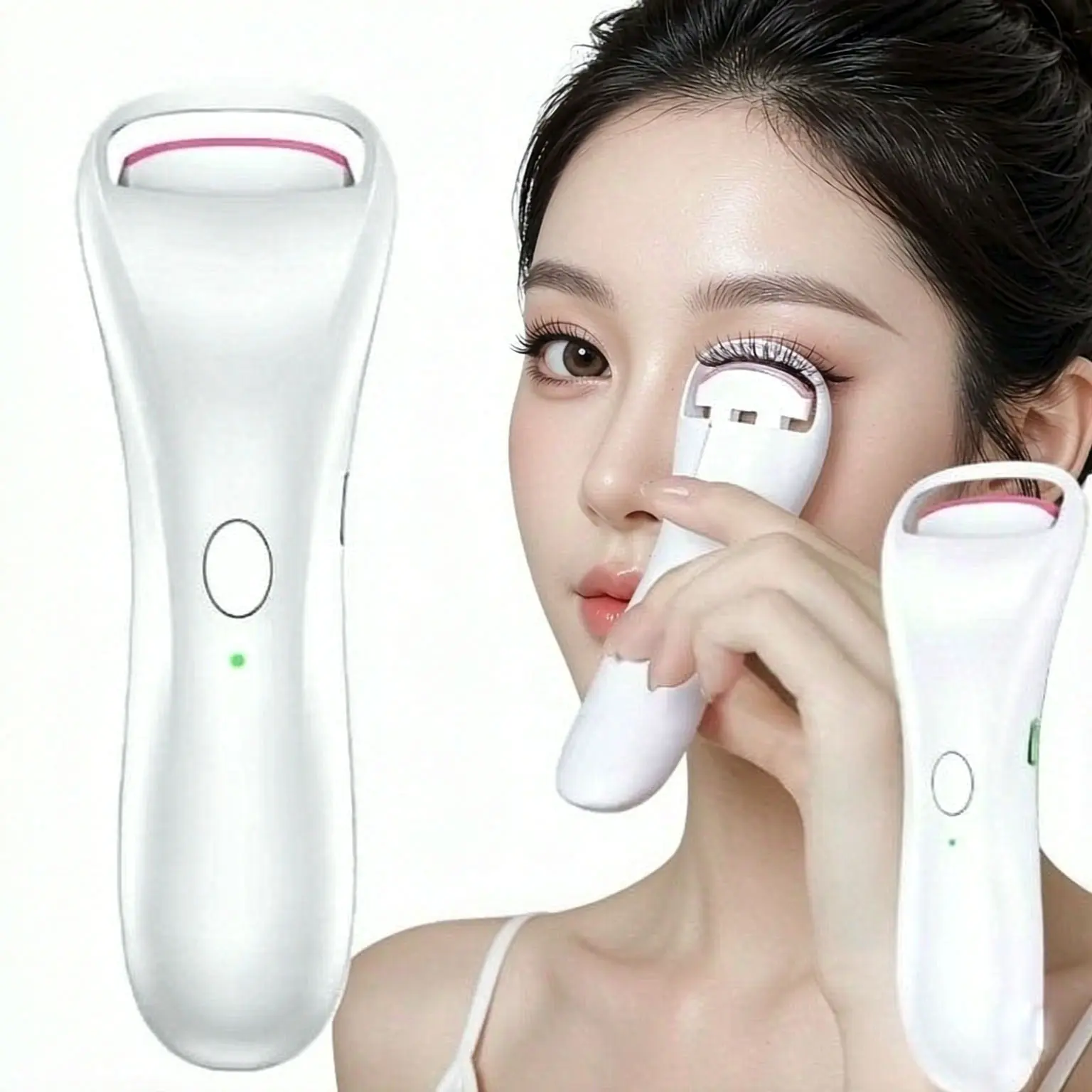 Electric Lash curler, Premium Heated Eyelash Sculpting Device Rechargeable Heated Lash Curler Patented 3D Curved Design Pink Cosmetics