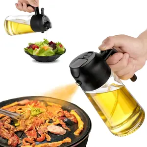 Olive Oil Dispenser for Kitchen Oil Sprayer - 2 in 1 Multi-Color with Food-Grade Oil Bottle for Air Fryer, Frying, Salad, BBQ