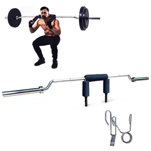 Safety Squat Bar,2 Inch Sleeve Olympi_c Barbell with Neck Pad,Steel Fitness Squat Bar with 2 Pcs Barbell Clips,Strength Training Bars