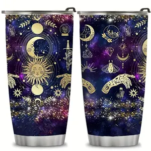 20 Oz Stainless Steel Tumbler, Sun Stars And Moon Vacuum Insulated Travel Mug, Double Wall Reusable Coffee Cup for Gym, Office, Easter, Mother'S Day, Father'S Day Gift