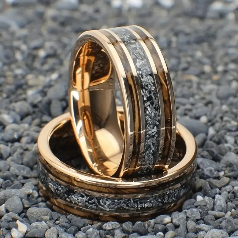 Nugget Ring 8mm Rose Gold Stainless Steel Three Grooved Men's Plain, High Quality for Men Nugget Ring 8mm Rose Gold Stainless Steel Three Grooved Men's Plain, High Quality for Men