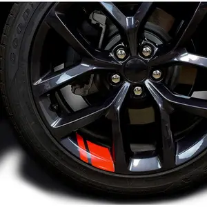 6Pcs Reflective Car Wheel Rim Decals Hash Vinyl Stripes for 18" - 21" Wheels Safety Decoration Stickers(Red)