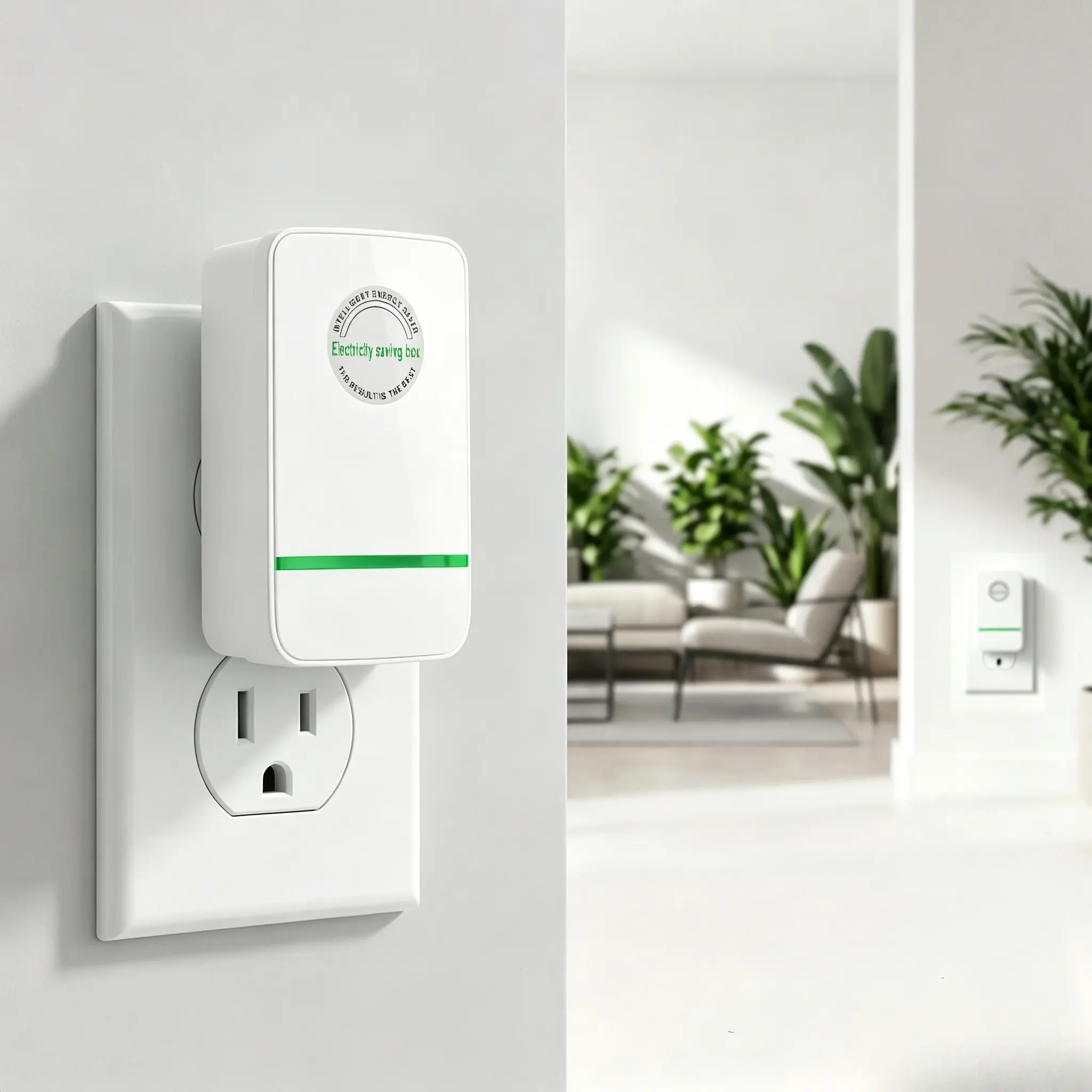 Plug-in Power Box with US Plug, Energy-Saving Power Box 90–250V Input Range, Smart Electricity Saver Device for Homes and Offices`