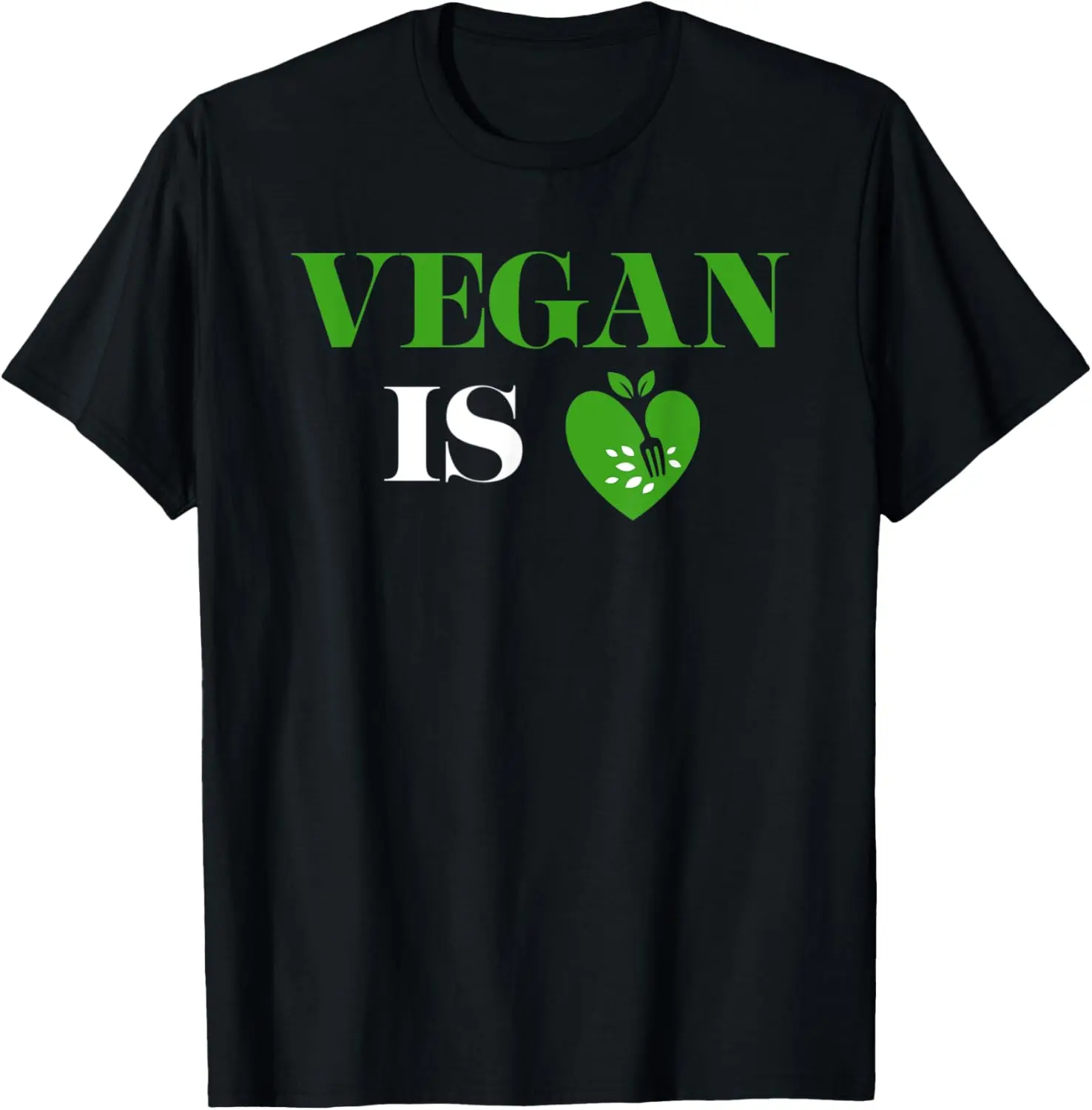 100% Cotton Vegan Is Love Heart Vegetarian Veganism Veggie Vegetarianism T-Shirt