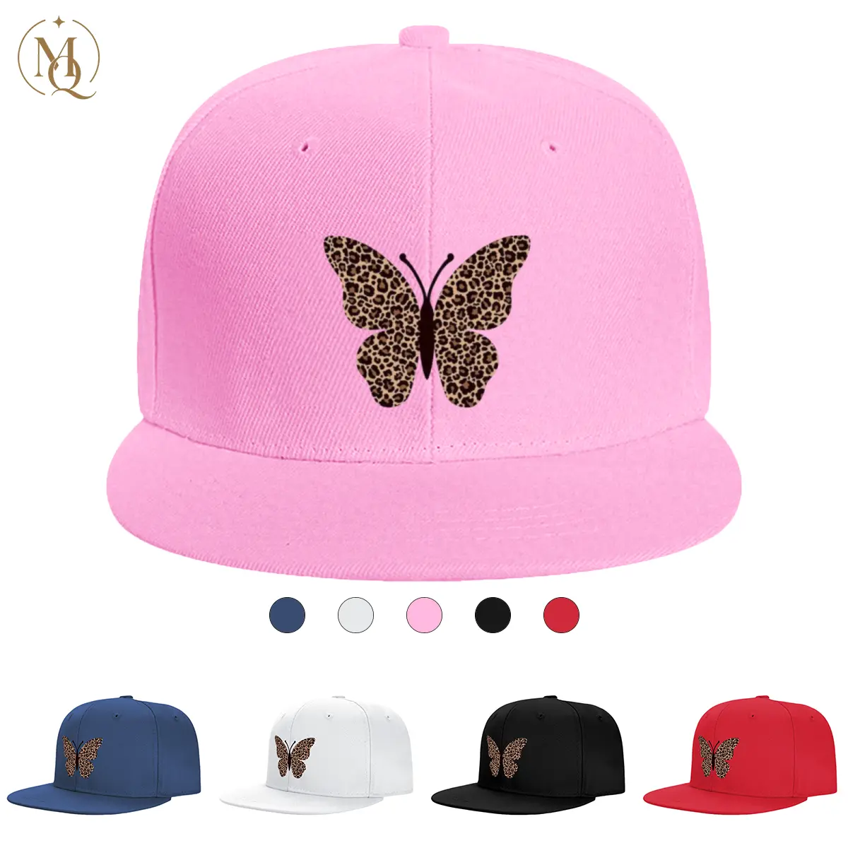 Leopard Butterfly Snapback Hat for Women & Men, Flat Brim Baseball Cap with Trendy Animal Print Graphic, Adjustable Streetwear Hip Hop Cap, Fashion Gift for Birthday, Christmas & Mother's Day