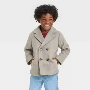 Toddler Boys' Faux Wool Peacoat - Cat & Jack Gray 3T
