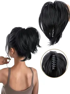 8 Inch Clip-In Ponytail Extension, Synthetic Hair, Synthetic Clip Hairpiece, Short Straight Ponytail, Easy Wear, Heat Resistant Fiber, Suitable for All Occasions