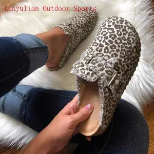 New Ladies plus Size Slippers, Leopard Print Baotou Gommino