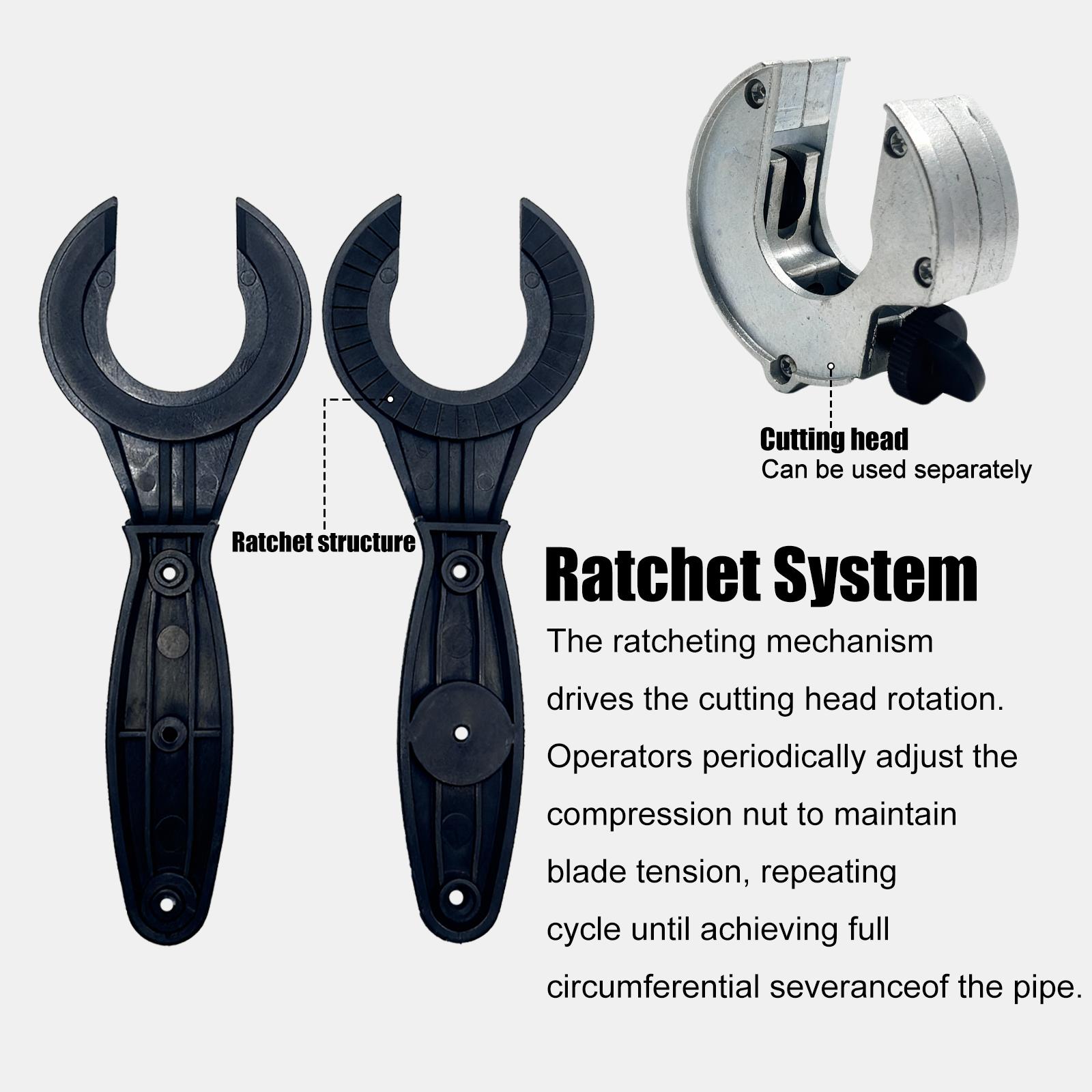 2-in-1 Ratcheting Pipe Cutter, Compact Tubing Cutter 5/16" to 1-1/8" for Copper, PVC and Soft Metal, One-Hand Fast Cutting Tool for Plumbing and Home Repair