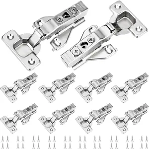10 Pack 1/2'' Overlay  Frame Soft Close  Cabinet Hinges, 105   Adjustable Clip  Plate Concealed Kitchen Cupboard Door Hinges with Screws