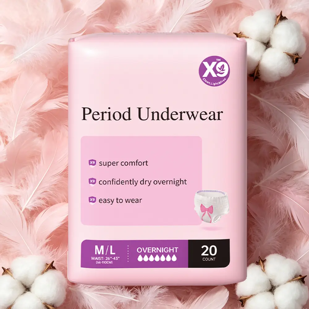 X9 Adult Diapers,period pants & Incontinence Underwear for Women,Disposable, Maximum, M/L Size, Blush,20 Count., 20 Pieces, Leakproof Fit, M/L Sizes