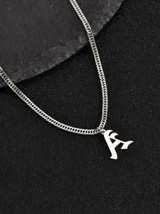 Men's Street Trend 26 Letter Design Pendant Necklace, Cuban Link Chain, Trendy All-match Pendant Mexican Stainless Steel Necklaces, Fashionable Jewelry As Birthday Gift for Friends, Casual Trendy Jewelry