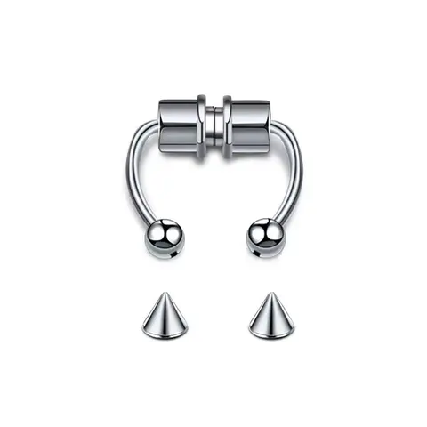 Magnetic Fake Nose Ring, Faux Nose Ring, Non-Piercing Horseshoe Design Magnet Clip-On Accessory Magnetic Nose Rings Body Jewelry, Body Jewellery for All Seasons